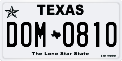 TX license plate DOM0810