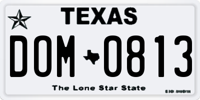 TX license plate DOM0813
