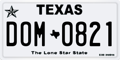 TX license plate DOM0821