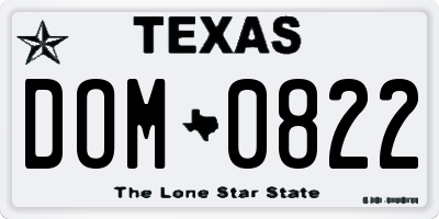 TX license plate DOM0822