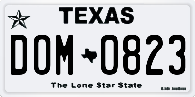 TX license plate DOM0823