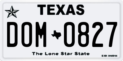TX license plate DOM0827