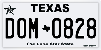 TX license plate DOM0828