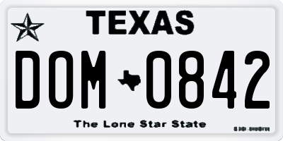 TX license plate DOM0842