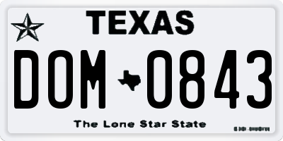 TX license plate DOM0843