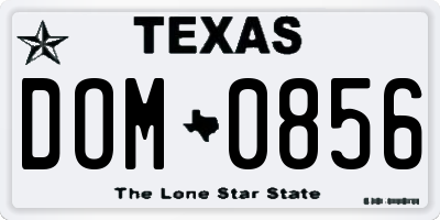 TX license plate DOM0856