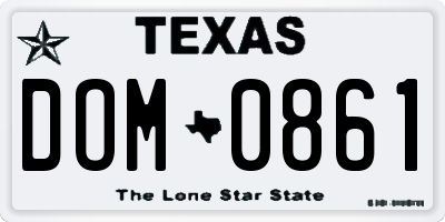 TX license plate DOM0861