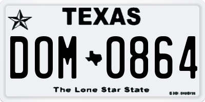 TX license plate DOM0864