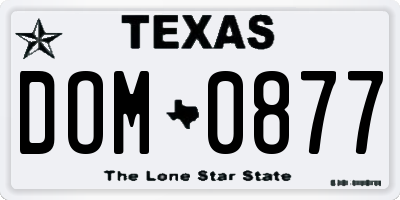 TX license plate DOM0877