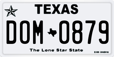 TX license plate DOM0879