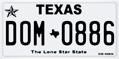 TX license plate DOM0886