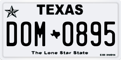 TX license plate DOM0895