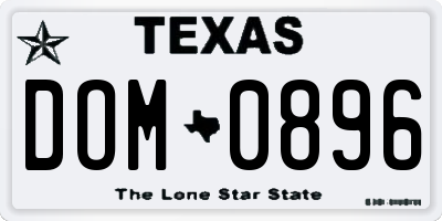 TX license plate DOM0896