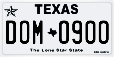 TX license plate DOM0900