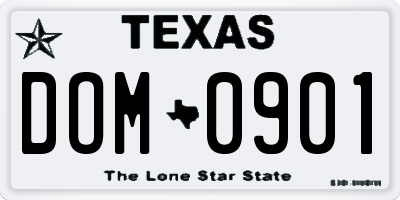 TX license plate DOM0901