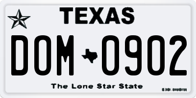 TX license plate DOM0902