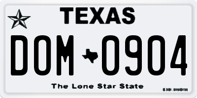 TX license plate DOM0904