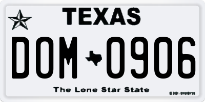 TX license plate DOM0906