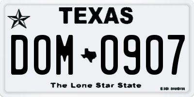 TX license plate DOM0907