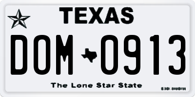 TX license plate DOM0913
