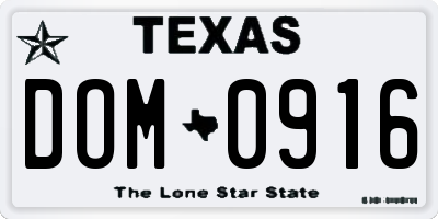 TX license plate DOM0916