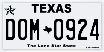 TX license plate DOM0924
