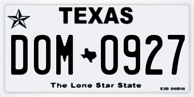 TX license plate DOM0927