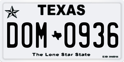 TX license plate DOM0936