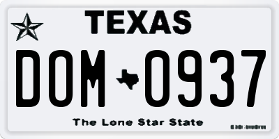 TX license plate DOM0937