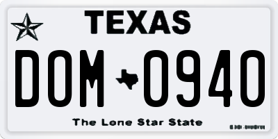 TX license plate DOM0940