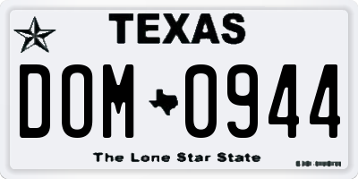 TX license plate DOM0944