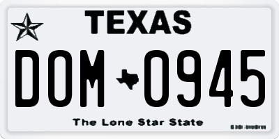 TX license plate DOM0945