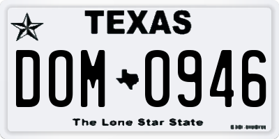 TX license plate DOM0946