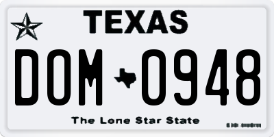 TX license plate DOM0948