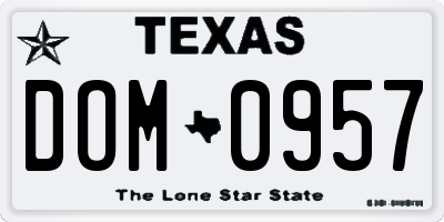 TX license plate DOM0957
