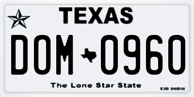 TX license plate DOM0960