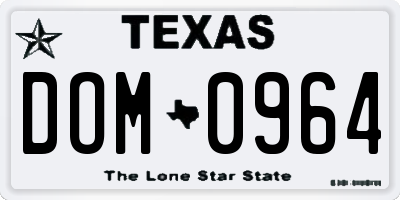 TX license plate DOM0964