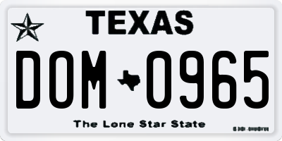 TX license plate DOM0965