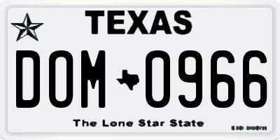 TX license plate DOM0966