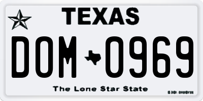 TX license plate DOM0969