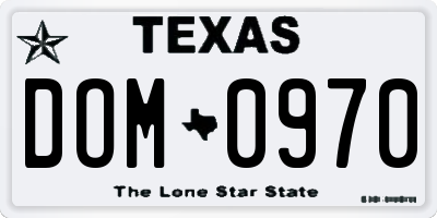 TX license plate DOM0970
