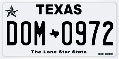 TX license plate DOM0972