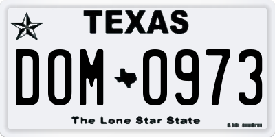 TX license plate DOM0973