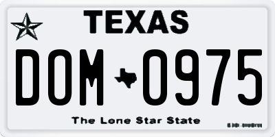 TX license plate DOM0975