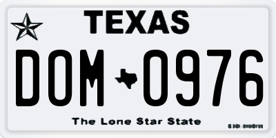 TX license plate DOM0976