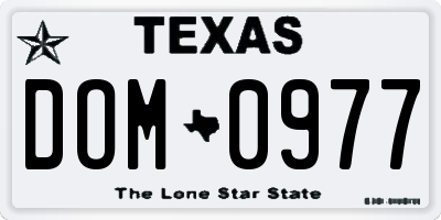 TX license plate DOM0977