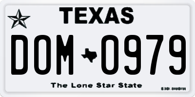 TX license plate DOM0979