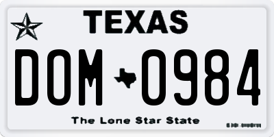 TX license plate DOM0984