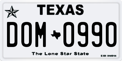 TX license plate DOM0990