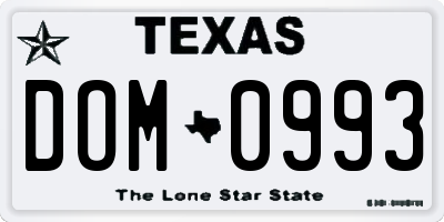 TX license plate DOM0993